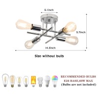 4 Light Mid Century Semi Flush Mount Ceiling Lights Fixture For Kitchen Bedroom Living Room Hallway Dining Room Chrome 4 Li