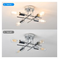 4 Light Mid Century Semi Flush Mount Ceiling Lights Fixture For Kitchen Bedroom Living Room Hallway Dining Room Chrome 4 Li