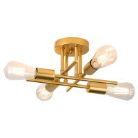 4 Light Mid Century Semi Flush Mount Ceiling Lights Fixture For Kitchen Bedroom Living Room Hallway Dining Room Gold 4 Ligh