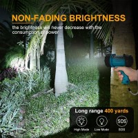 Yierblue Rechargeable Spotlight With 200000 Lumen Led Ip67 Waterproof Handheld Flashlight Searchlight With Detachable Red Light