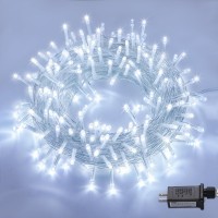 Potive 33Ft 100Led White Christmas Lights Indoor Connectable White String Lights Outdoor Waterproof 8 Modes White Led String L