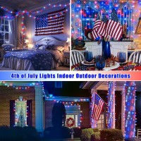 200 Led Red White And Blue Lights Outdoor Waterproof 4Th Of July Decoration Patriotic Lights Indoor 66Ft Christmas String Ligh