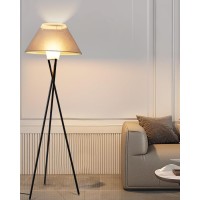 Lightdot Tripod Floor Lamp Black Modern Standing Lamps With White Shade 65 Tall Floor Lamp For Living Room Bedroom Bulb In