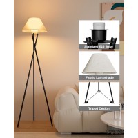 Lightdot Tripod Floor Lamp Black Modern Standing Lamps With White Shade 65 Tall Floor Lamp For Living Room Bedroom Bulb In