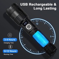 Uoatepc Flashlights High Lumens Rechargeable 990000 Lumens Super Bright Flash Light High Powered Tactical Flashlight 5 Modes I