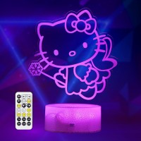 Colortown Cute Night Light Anime Charater 7 Color Change Decor Kitty Lamp With Remote Dim Timer Game Fan Gifts For Christma