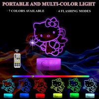 Colortown Cute Night Light Anime Charater 7 Color Change Decor Kitty Lamp With Remote Dim Timer Game Fan Gifts For Christma