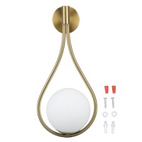 Hyuduo Led Globe Wall Sconce Water Drop Design Premium Iron Glass Material Soft Lighting For Living Room Bedroom Luxurious Golden Look Versatile Usage