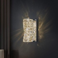 Crystal Wall Sconces Indoor, Modern Led Sconces Wall Lighting Fixtures Chrome Indoor Wall Mounted Lamp For Bedroom Living Room Hallway Bathroom Vanity Light Fixtures Over Mirror ( Size : 25*12Cm )