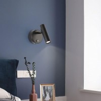 Modern Wall Light Hardwired Wall Sconce With Switch, Bedside Reading Lamp Wall Mounted Spotlight, Rotatable Wall Sconces Indoor Lighting Fixtures For Bedroom Study Office ( Color : Black-3000K )