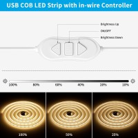 Gingsow Usb 5V Cob Led Strip Lights 656Ft2M Warm White 2700K Dimmable Usb Powered Density Cob Tape Flexible Cuttable Led Stri