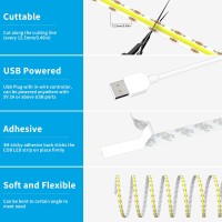 Gingsow Usb 5V Cob Led Strip Lights 656Ft2M Warm White 2700K Dimmable Usb Powered Density Cob Tape Flexible Cuttable Led Stri