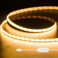 Gingsow Usb 5V Cob Led Strip Lights 328Ft1M Warm White 2700K Dimmable Usb Powered Density Cob Tape Flexible Cuttable Led Stri