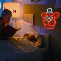 Cute Five Nights Bear Neon Sign Anime Neon Light For Wall Decor Bedroom Childrens Room Birthday Festival Decorations Usb P