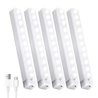 5 Pack Motion Sensor Under Cabinet Lights With Magnetic Led Rechargeable 8 Inch Under Counter Closet Lights For Wardrobe Cupboa