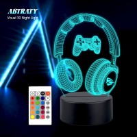 Abtraty Gamer Night Light 3D Illusion Gaming Lamp For Boys Room Gamer Lights For Bedroom Gaming Headphone Lights 16 Colors Cha