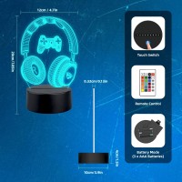 Abtraty Gamer Night Light 3D Illusion Gaming Lamp For Boys Room Gamer Lights For Bedroom Gaming Headphone Lights 16 Colors Cha