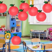 8 Pcs Classroom Decorations Red Apples Paper Lanterns Fruit Themed Party Decor Hanging Apples Decorations Back School Classroom