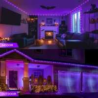 Potive Purple 2 Pack Battery Operated String Lights Outdoor Waterproof Total 66 Ft 200 Led Battery Halloween Lights Purple Rop