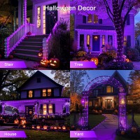 Potive Purple 2 Pack Battery Operated String Lights Outdoor Waterproof Total 66 Ft 200 Led Battery Halloween Lights Purple Rop