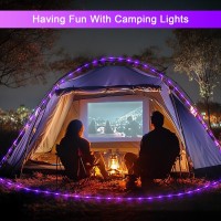 Potive Purple 2 Pack Battery Operated String Lights Outdoor Waterproof Total 66 Ft 200 Led Battery Halloween Lights Purple Rop