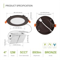 Asd Led Recessed Lighting 4 Inch 2700K3000K3500K4000K5000K 12W 50W Eqv Ultra Thin Dimmable Ceiling Lights With J Box C