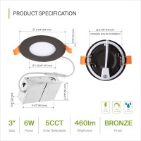 Asd 3 Inch Led Recessed Light 2700K3000K3500K4000K5000K 6W 30W Eqv Ultra Thin Dimmable Ceiling Lights With J Box Canle