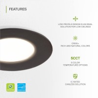 Asd 3 Inch Led Recessed Light 2700K3000K3500K4000K5000K 6W 30W Eqv Ultra Thin Dimmable Ceiling Lights With J Box Canle