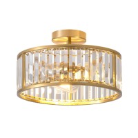 Lhlyclx Black Flush Mount Ceiling Light 3 Lights Caged Crystal Chandelier Small Drum Hallway Light Fixtures Ceiling Mount 14