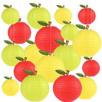 18 Pcs Back To School Decorations 3 Colors Appleshaped Paper Lanterns Classroom Decor Hanging Red Apple Decorations For First D