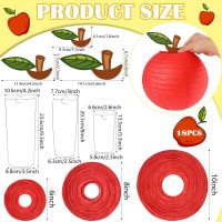 18 Pcs Back To School Decorations 3 Colors Appleshaped Paper Lanterns Classroom Decor Hanging Red Apple Decorations For First D