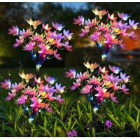 Neporal Solar Flowers Outdoor Waterproof Ip65 5Head Snow Lotus With 20 Flowers 4Color Light 2 Lighting Modes Decorative