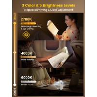 Glocusent Bookmark Style Book Light Reading Light With Sleep Aid Timer 5 Brightness 3Color Expertise Book Light For Readi