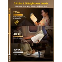 Glocusent Bookmark Style Book Light Reading Light With Sleep Aid Timer 5 Brightness 3Color Expertise Book Light For Readi