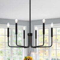 Gootrimy Black Chandelier 6Light Farmhouse Chandelier For Dining Room Lighting Fixtures Height Adjustable Modern Chandelier F