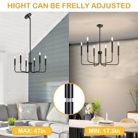 Gootrimy Black Chandelier 6Light Farmhouse Chandelier For Dining Room Lighting Fixtures Height Adjustable Modern Chandelier F