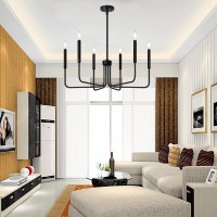 Gootrimy Black Chandelier 6Light Farmhouse Chandelier For Dining Room Lighting Fixtures Height Adjustable Modern Chandelier F