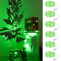 Hxweiye 6 Pack Green Fairy Lights Battery Operated 7Ft 20Led Mini Fairy String Lights Mason Jar Lights Waterproof Firefly Star