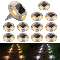 Volisun Solar Driveway Lights Dock Deck Lights 12 Pack 2 Colors In 1 Led Ip67 Waterproof Outdoor Warning Step Lights For Drivewa