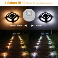 Volisun Solar Driveway Lights Dock Deck Lights 12 Pack 2 Colors In 1 Led Ip67 Waterproof Outdoor Warning Step Lights For Drivewa