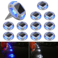 Volisun Solar Driveway Lights Dock Deck Lights 12 Pack 2 Colors In 1 Led Ip67 Waterproof Outdoor Warning Step Lights For Drivewa