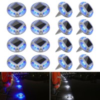 Volisun Solar Driveway Lights Dock Deck Lights 16 Pack 2 Colors In 1 Led Ip67 Waterproof Outdoor Warning Step Lights For Drivewa