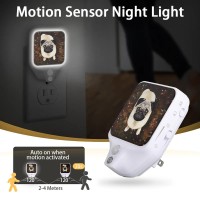 Mularoka Pug Plug In Night Light With Motion Sensor And Dusk To Dawn Sensor Warm White Led Nightlight Adjustable Brightness For Bathroom Bedroom Kitchen Hallway Stairs