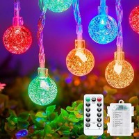 Minetom Crystal Globe String Lights Battery Operated 17 Ft 30 Led Globe Fairy Lights With Remote And 8 Modes Waterproof For B