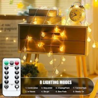 Minetom Crystal Globe String Lights Battery Operated 17 Ft 30 Led Globe Fairy Lights With Remote And 8 Modes Waterproof For B