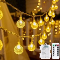 Minetom Crystal Globe String Lights Battery Operated 17 Ft 30 Led Globe Fairy Lights With Remote And 8 Modes Waterproof For B