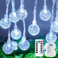 Minetom Crystal Globe String Lights Battery Operated 17 Ft 30 Led Globe Fairy Lights With Remote And 8 Modes Waterproof For B