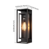 Mirrea 18 Dusk To Dawn Outdoor Wall Sconce 1 Light In Matte Black Rectangular Metal Frame And Clear Glass Shade Waterproof Por