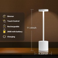 Masuper Cordless Table Lamps Rechargeable Lamps Touch Control 3 Color Temperature Stepless Dimmable Led Portable Wireless L