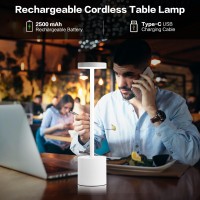 Masuper Cordless Table Lamps Rechargeable Lamps Touch Control 3 Color Temperature Stepless Dimmable Led Portable Wireless L